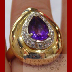 Bague electro-formage poire or 18 carats